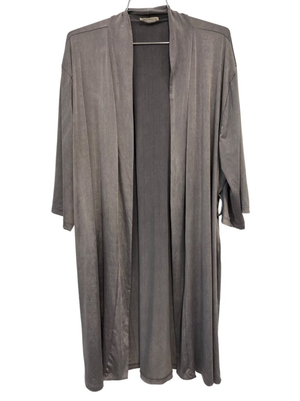 Blumin Apparel Cardigan Duster Large Open Front 3/4 Sleeve Longline Gray Cozy